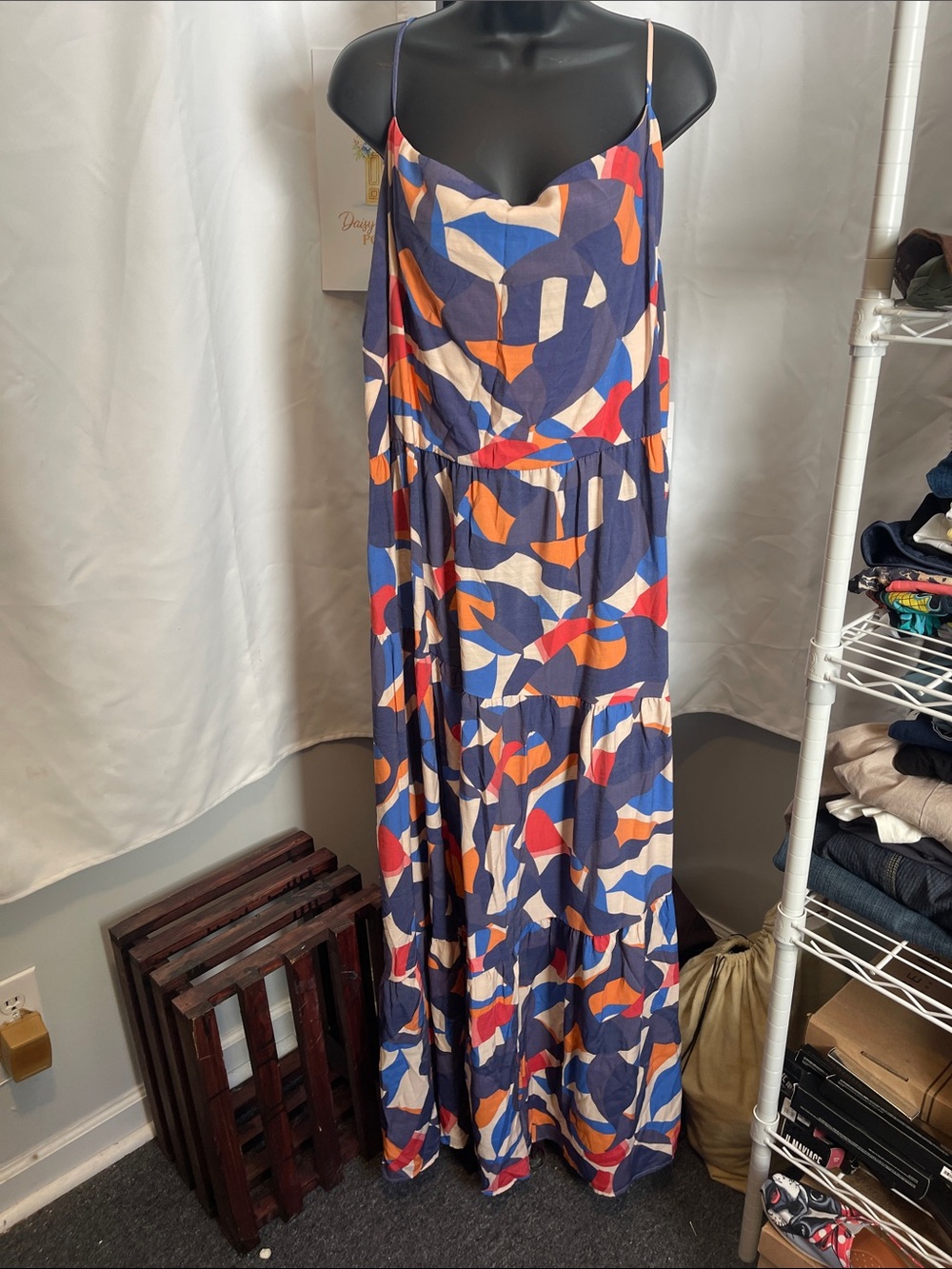 Nine West women’s Multicolor Abstract Print Maxi Dress
